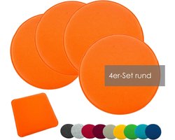 Set van 4 Ronde Zitkussens van Vilt, 35 cm, Oranje