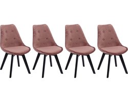 Set van 4 roze NORA fluwelen stoelen met kussen