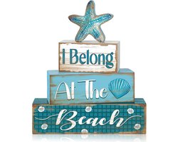 Set van 4 Rustieke Houten Decoratieve Blokken voor Tafel en Thuis Kantoor