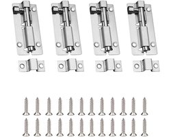 Set van 4 RVS Deurbouten voor Interne Deuren en Schuifdeuren - Inclusief Schroeven en Accessoires voor Kasten en Slaapkamers, 73x35mm