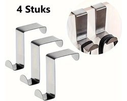 Set Van 4 RVS Deurhaken I Ophanghaak I Deurhaak I Handdoekhaak I Kleding Haak Voor Deur I Kapstokken I Zilver