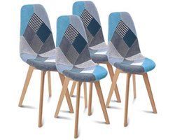 Set van 4 SARA stoelen patchwork blauw