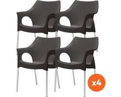 Set van 4 - Scab Ola stapelbare kunststof tuinstoel - antraciet
