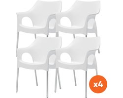 Set van 4 - Scab Ola stapelbare kunststof tuinstoel - Ivoor