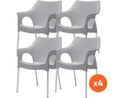 Set van 4 - Scab Ola stapelbare kunststof tuinstoel - Lichtgrijs