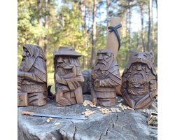 Set van 4 Scandinavische godenbeelden, Scandinavische Viking-mythologiefiguren, Scandinavische heidense decoraties, unieke bureau-arrangementen, geschenken, huisdecoratie