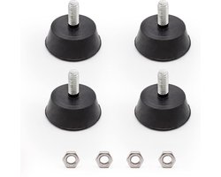 Set van 4 Schroefbare Rubber Voeten voor Meubels - Verstelbare Zwarte Meubelpoten, Rubber Buffers voor Stabiliteit en Bescherming