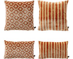 Set van 4 sierkussens - Hoii - Lorenzo + Leonardo - Potters Clay - 45x45 cm - 30x50 cm - Inclusief luxe binnenkussens