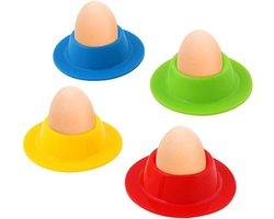 Set van 4 Siliconen Eierschalen voor Gekookte Eieren, Ideaal voor Ontbijt en Keukenaccessoires