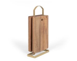 Set van 4 snijplanken - LIVOO - MES152 - FSC acaciahout - 22 x 14 cm - Metalen onderstel
