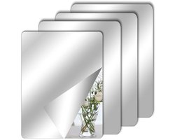 Set van 4 spiegelstickers, zelfklevende vierkante acrylspiegels, flexibele spiegelstickers, decoratieve set met kleine spiegels zonder lijst, geschikt voor de badkamer, woonkamer, fitnessruimte en slaapkamer - 30 x 20 cm