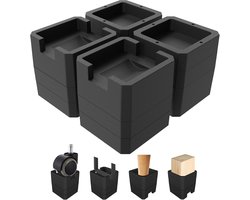 Set van 4 Stapelbare Meubelverhogers 7,5 cm Zwart voor Bed, Bank en Kast
