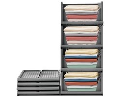 Set van 4 stapelbare opbergdozen - Ruimtebesparende organisatoren voor kledingkast