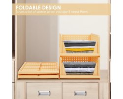 Set van 4 stapelbare opvouwbare opbergdozen voor kledingkast, kunststof, kledingkast, organizer, box, uittrekbaar, als een lade, geschikt voor thuis, slaapkamer, keuken