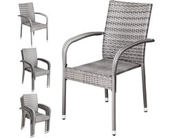 Set van 4 Stapelbare Tuinstoelen met Verstelbare Rugleuning - Weerbestendig Terrasmeubilair - Grijs