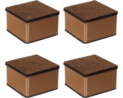 Set van 4 stevige vierkante zelfklevende meubelverhogers van koolstofstaal met viltjes voor stoelen, tafels, banken en andere meubels, 6 x 3 cm, bruin