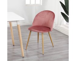 Set Van 4 Stoelen Met Zachte Fluwelen zitting - Velvet - Eetkamerstoelen - Comfortabel - Roze