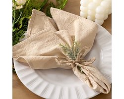 Set van 4 Stoffen Servetten – Beige – 40x40cm Katoen Linnen Tafellinnen – Herbruikbare Stoffen Servetten voor Eettafel, Bruiloft, Party, Kerst & Dagelijks Gebruik – Rustieke Elegante Tafeldecoratie