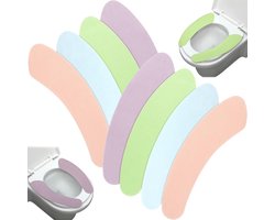 Set van 4 stuks - Badkamer toiletbrilhoezen - Herbruikbaar - Toiletbrilstickers - Paars, Roze, Groen, Blauw