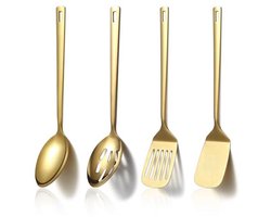 Set van 4 Stuks Gouden Roestvrij Stalen Keukengerei - Duurzaam en Elegant Keukengereedschap