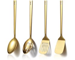 Set van 4 Stuks Gouden Roestvrij Stalen Keukengerei - Duurzaam en Elegant Keukengereedschap
