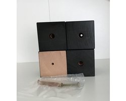 Set van 4 stuks houten meubelpoten Zwart beuken 10 cm hoogte 7x7 cm met schroeven Boxspring bedden banken