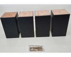 Set van 4 stuks houten meubelpoten Zwart beuken 12 cm hoogte 7x7 cm met schroeven Boxspring bedden banken