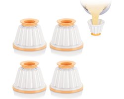 Set van 4 stuks - Puddingvorm - Vlavorm - Panna Cottavorm - Geleivorm - Dessertschaal - Wit - 85 x 85 x 70 mm - Geschikt voor keuken en bakken