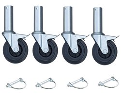 Set van 4 stuks rubberen steigerwielen - 100 mm - 75kg