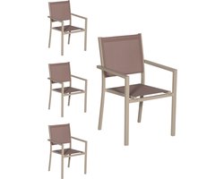 Set van 4 taupe aluminium stoelen - textilene taupe