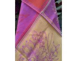 Set van 4 Theedoeken 'Fleur ', Jacquard Geweven, Satens