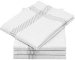 Set van 4 theedoeken, keukendoeken, 50 x 70 cm, linnen, wit-grijs