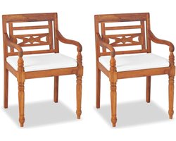 Set van 4 tuinmeubelen met kussens, massief teakhout, tuinmeubelen, lounge, zitgroep, outdoor, tuin, terras, balkon