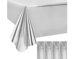 Set van 4 Verjaardagsfeest Tafelkleedjes - 137 x 274 cm, Plastic Tafelbekleding voor Feesten, Barbecues en Familiebijeenkomsten