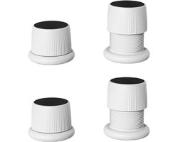 Set van 4 verstelbare antislip meubelverhogers voor bedden, banken, tafels en stoelen, verstelbare meubelpoten van 4,1 tot 6,3 cm, wit