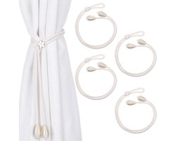 Set van 4 Verstelbare Gordijnhouders van Katoen en Polyester, Beige Decoratieve Houders voor Woonkamer, Kantoor en Slaapkamer, Ideaal voor Raamdecoratie