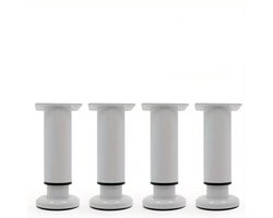 Set van 4 verstelbare meubelpoten, geschikt voor diverse kasten, banken en andere meubels. Inclusief montagemateriaal en schroeven. Hoogteverstelling 12-18 cm (wit).