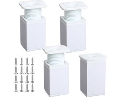 Set van 4 Verstelbare Witte Kubus Meubelpoten 8cm voor Kast, Bank en Tafel
