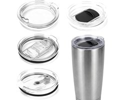 Set van 4 vervangende deksels voor Stanley glazen, transparant kunststof deksel, lekvrij en stofdicht, voor reisbekers en drinken onderweg (500 ml)