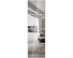 Set van 4 Vierkante Glazen Wandspiegels Zonder Frame voor Badkamer en Woonkamer