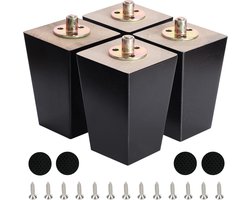 Set van 4 Vierkante Houten Meubelpoten - Modern en Stevig - Diverse Hoogtes Beschikbaar