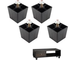 Set van 4 Vierkante Kunststof Meubelpoten 50mm met M8 Bouten voor Kast, Bank en Tafel