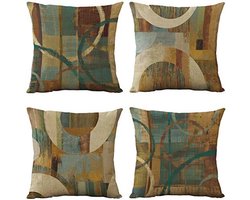 Set van 4 vintage geometrische decoratieve kussenslopen 18 x 18 inch voor woonkamer en bed