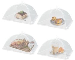 Set van 4 voedselhoezen – 12 inch opvouwbaar gaasnet – opvouwbaar en herbruikbaar voor picknicks, barbecues, kamperen en buiten – Beschermend scherm voor buitenvoedseltenten
