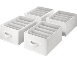 Set van 4 Vouwbare Kleding Organizers voor Kast, Ideaal voor Sweaters, Broeken en Lingerie, Witte Opbergoplossing voor Kleding en Accessoires
