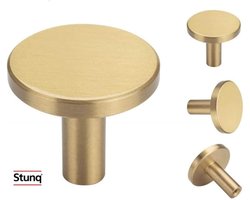 Set van 4 wandhaken in geborsteld messing - goudkleurige badkamerhaken voor handdoeken en kleding