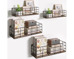 Set van 4 wandplanken in industrieel design - multifunctioneel wandrek voor elke kamer