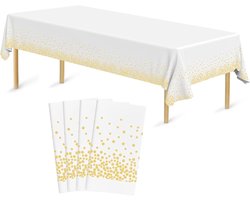 Set van 4 Wegwerp Tafelkleedjes 137 x 274 cm, Plastic Tafelbedekking voor Feestjes, Bruiloften en Barbecues