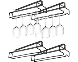 Set van 4 Wijnglazen Rekken voor Onder Plank - Ophangbaar Glaswerk Houder voor Keuken, Bar of Kast