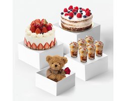 Set van 4 Witte Acryl Buffetstandaarden - Etagère en Taartdisplay voor Feestjes en Catering
